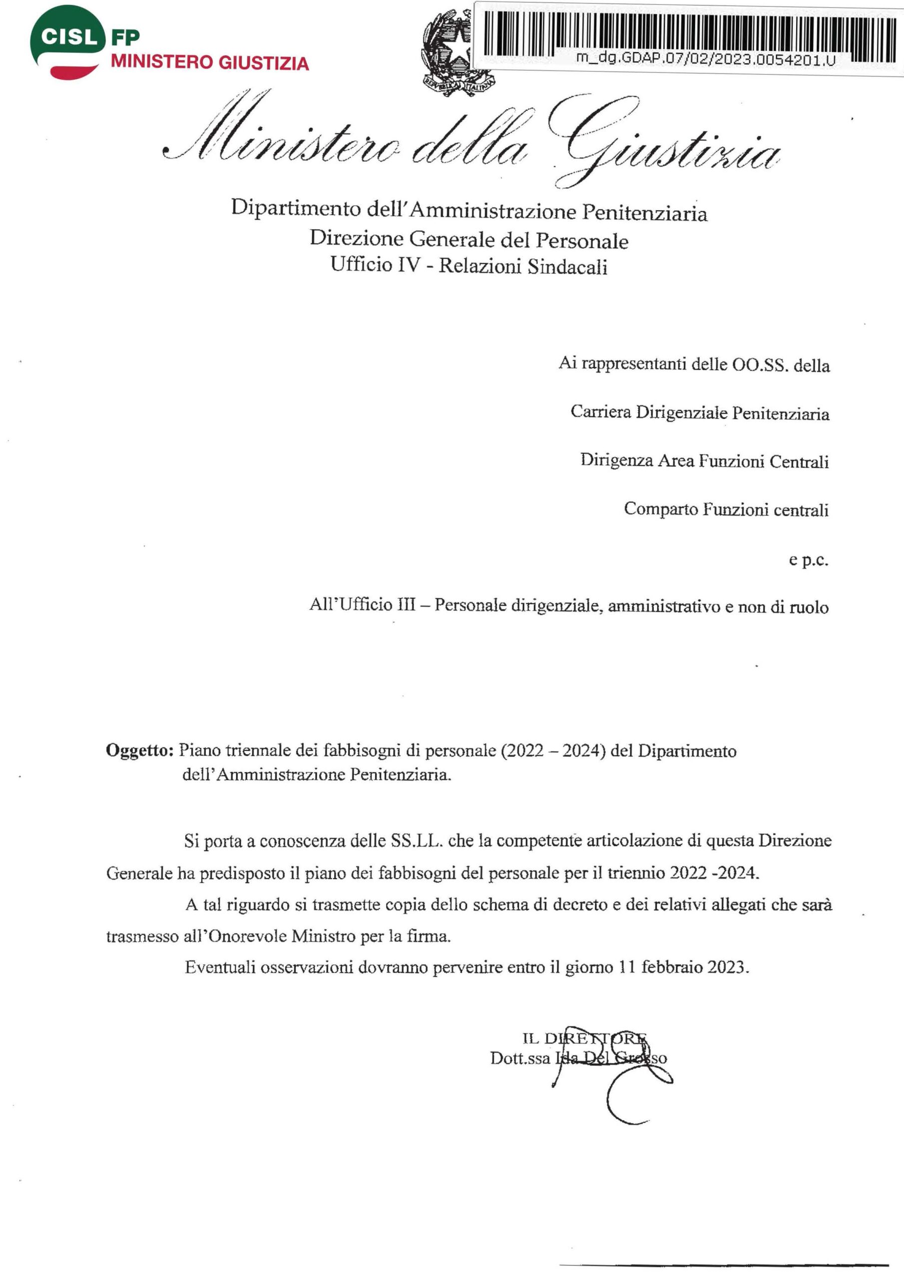 31 – PIANO TRIENNALE DEI FABBISOGNI DI PERSONALE (2022 – 2024) DEL ...