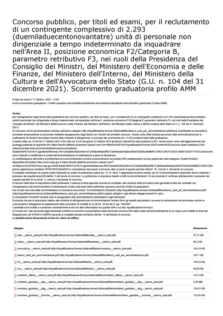 291 – CONCORSO PUBBLICO, PER TITOLI ED ESAMI, PER IL RECLUTAMENTO DI UN ...